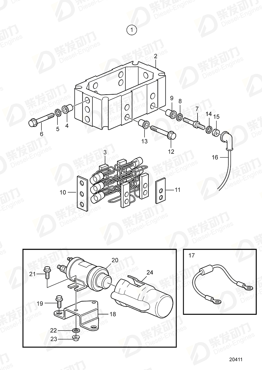 VOLVO Cable harness 3883467 Drawing